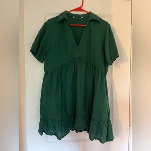 Zara green collared mini dress. Medium.